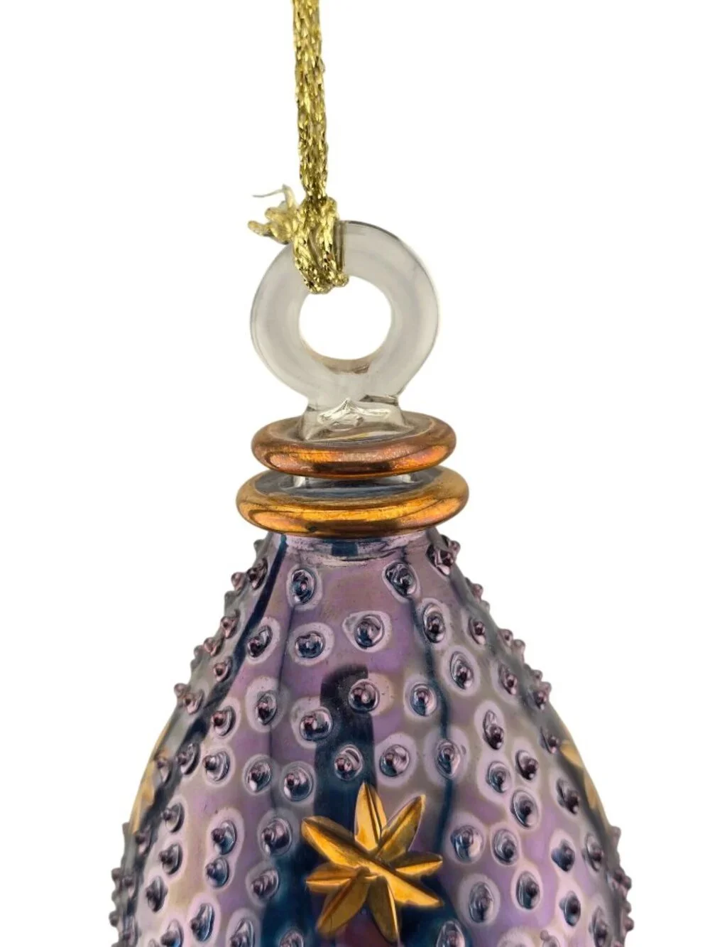 Kurt Adler Luxor Purple & Gold Glass Ornament Crystal Drop Egyptian 24-kt accent